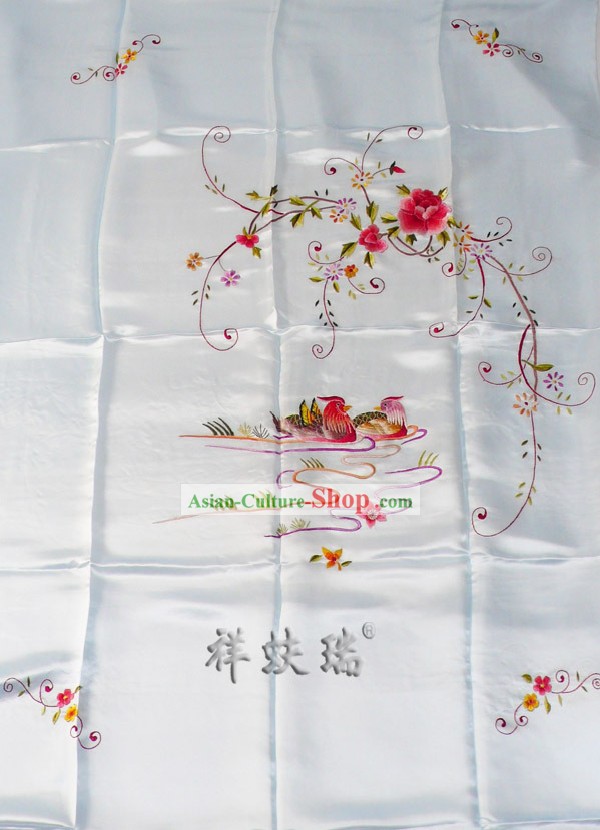 Beijing Rui Fu Xiang Silk Light Blue Wedding Silk Bedcover