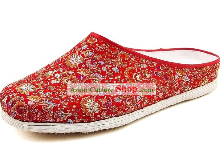 Chinese Handmade Bu Ying Zhai Brocade Slippers for Women