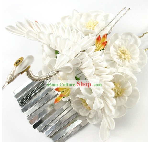 Traditional Japanese Geisha Crane Hair Accessories Set