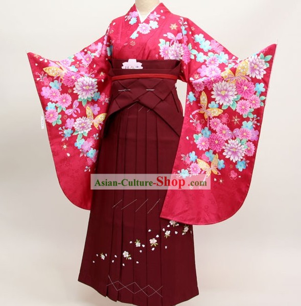 Japanese Formal Kimono Dress and Geta Sandal Complete Set for Women