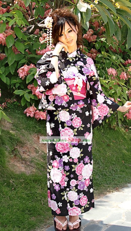 Japanese Yukata Kimono Dress Complete Set for Women