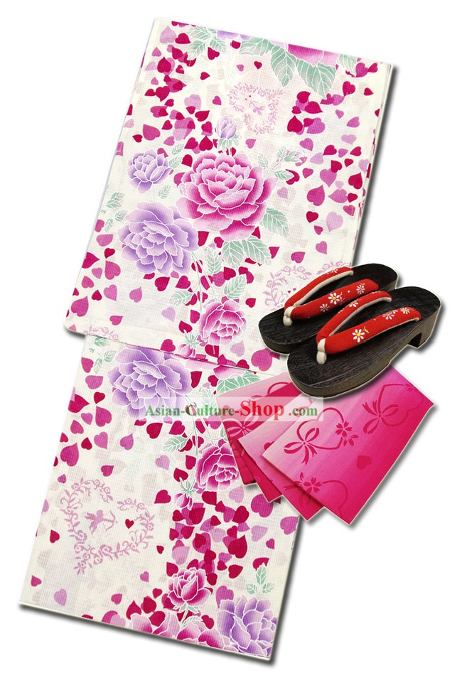 Japanese Yukata Kimono Complete Set for Women