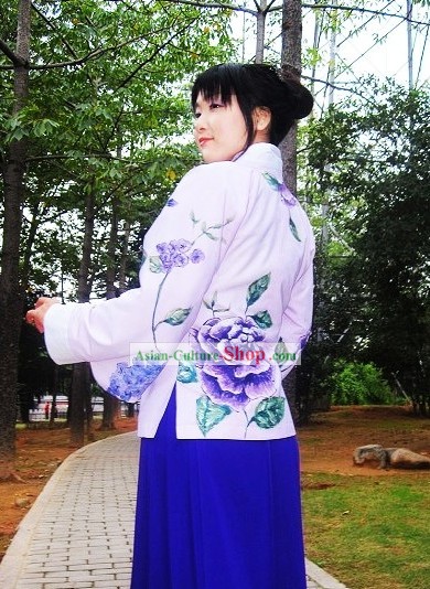 Hand Painted Ming Dynasty Cultural Exercise Hanfu Attire Complete Set for Women