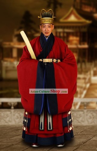 Ancient Chinese Official Court Dress and Hat Complete Set