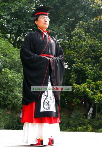 Traditional Chinese Doctor Degree Graduation Robe Hanfu Complete Set