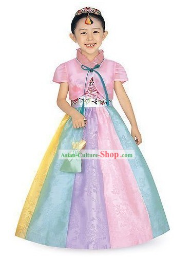 Traditional Korean Children Girl Modern Hanbok Clothing