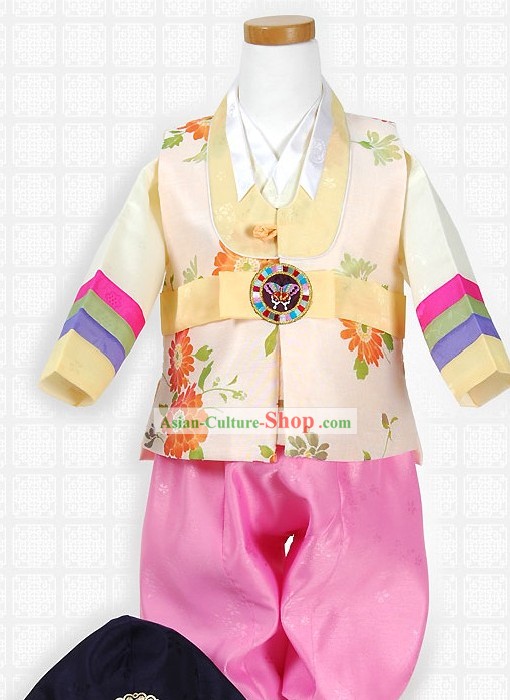 Korean Hanbok Costume and Hat for Boys