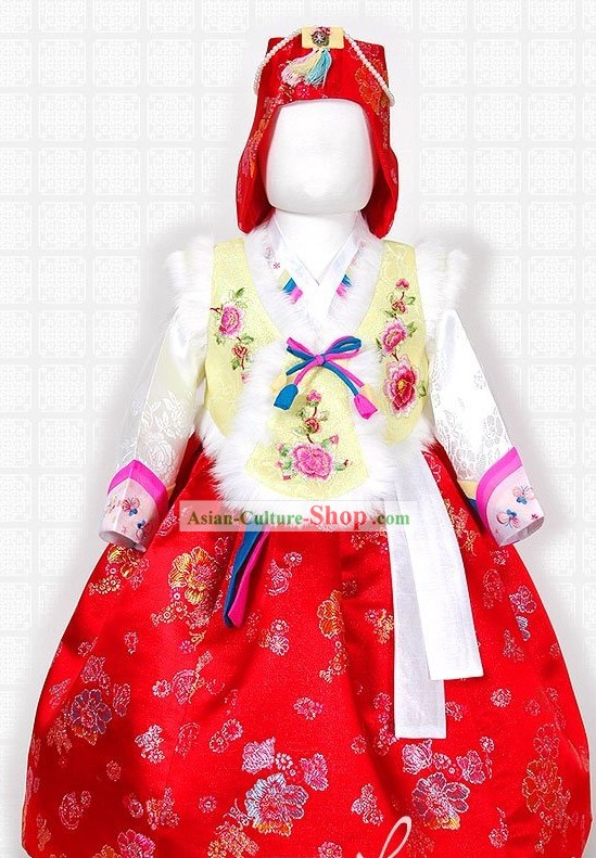 Korean Festival Celebration Hanbok and Hat Complete Set