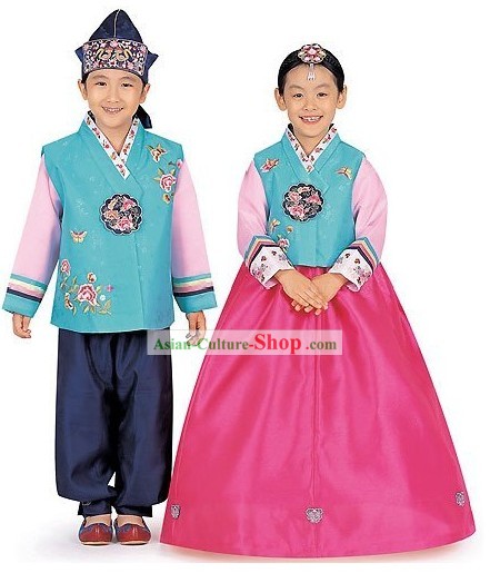 Traditional Korean Children Hanbok 2 Sets for Boys and Girls