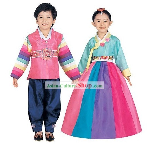 Traditional Korean Children Hanbok 2 Sets for Boys and Girls