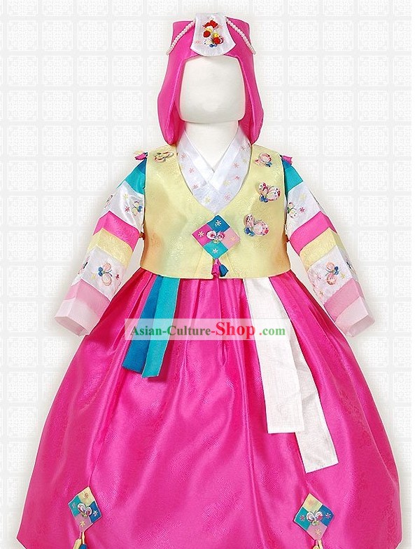 Korean Children Hanbok Clothing and Hat Complete Set