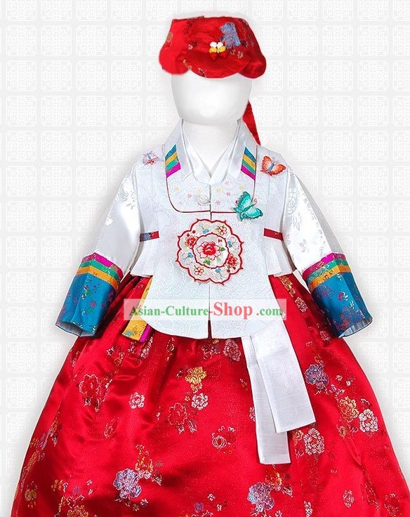 Korean Children Hanbok Clothing and Hat Complete Set