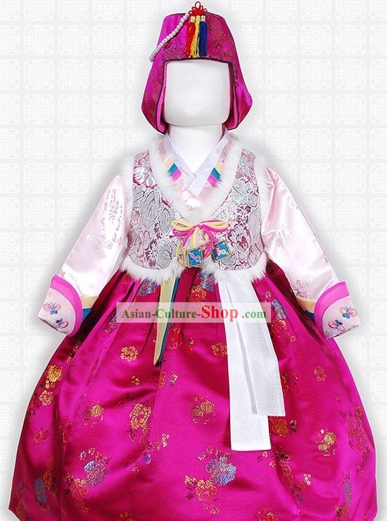 Korean Children Hanbok Clothing and Hat Complete Set