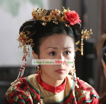 Ancient Chinese Wedding Hair Accessories and Earrings Complete Set