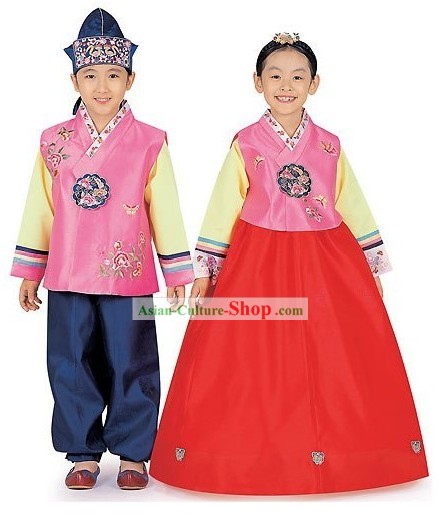 Traditional Korean Children Hanbok 2 Sets for Boys and Girls