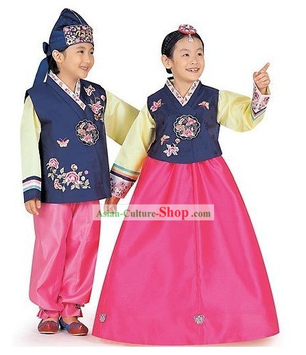 Traditional Korean Children Hanbok 2 Sets for Boys and Girls