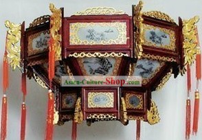 39 Inches Large Chinese Classical Ceiling Wooden Palace Lantern