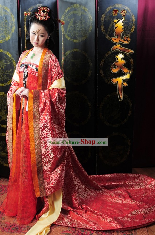 Genuine Chinese Tang Dynasty Wedding Clothing Complete Set