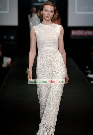 Modern Lace Long Cheongam