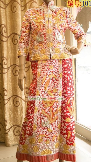 Mandarin Dragon Phoenix Wedding Dress Set