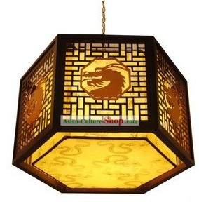 Chinese Classical Wooden Dragon Hanging Lantern