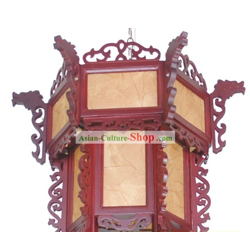 Traditional Chinese Wooden Carved Dragon Palace Lantern