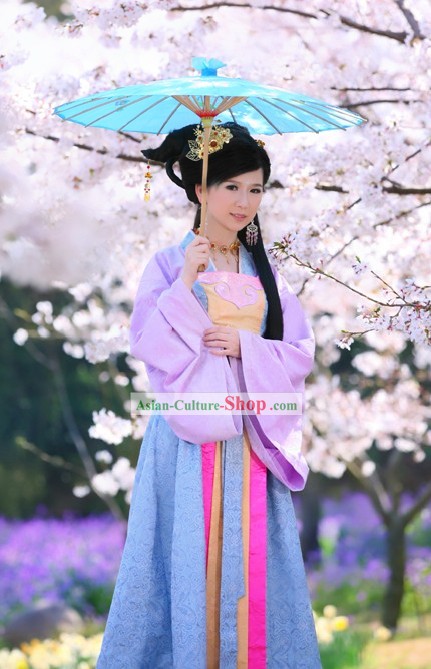 Chinese Qin Dynasty Beauty Costumes Complete Set