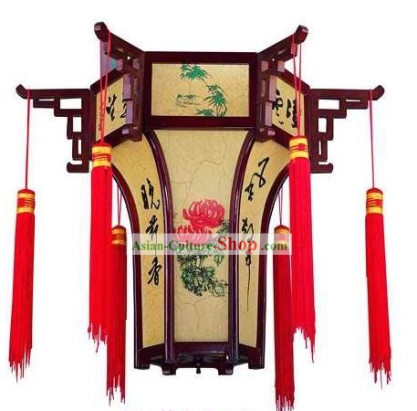 Traditional Chinese Wooden and Parchment Palace Lantern