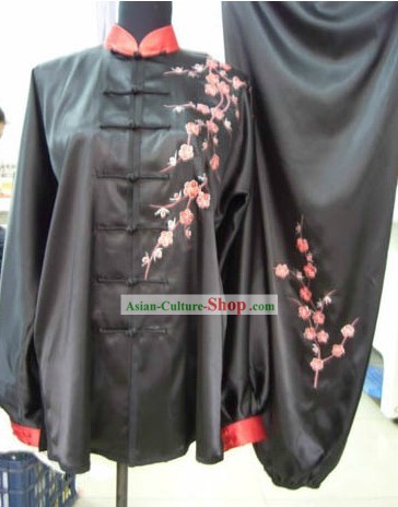 Traditional Chinese Silk Embroidered Plum Blossom Tai Chi Suit