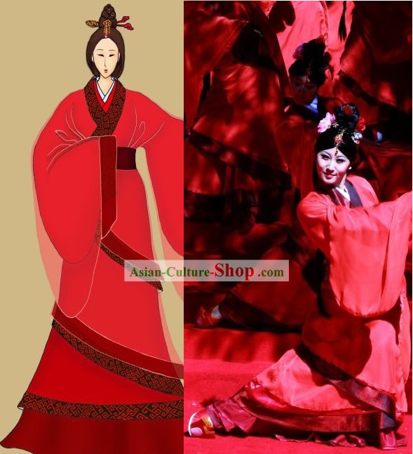 Ancient Chinese Red Imperial Dance Costumes for Women