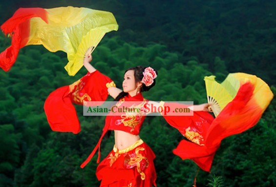 Qin Dynasty Chinese Princess Red Dance Costumes