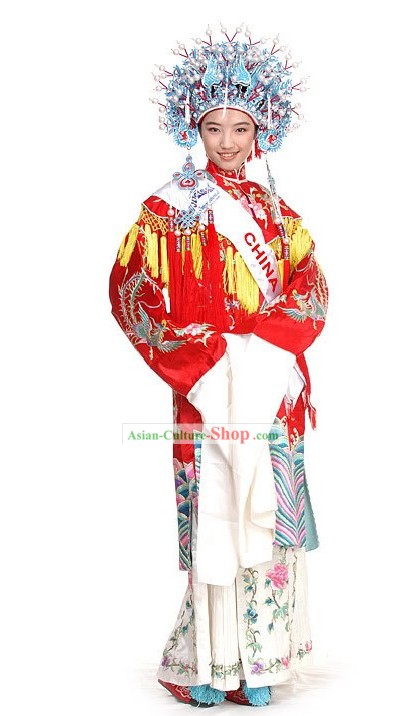 Traditional Chinese Beauty Peagant Contest Costumes and Phoenix Crown
