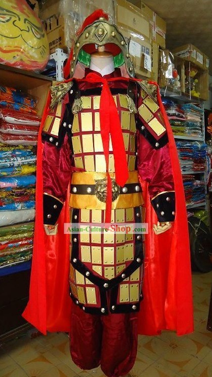 Ancient Chinese Armor Costumes and Helmet Costumes Complete Set with Cape