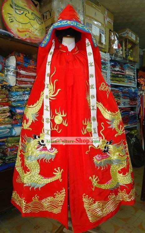 Traditional Chinese Opera Golden Dragon Cape