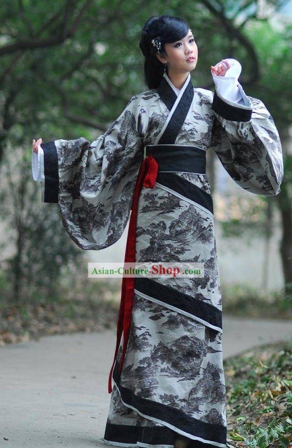 Ancient Landscape Painting Beauty Hanfu Clothing Complete Set