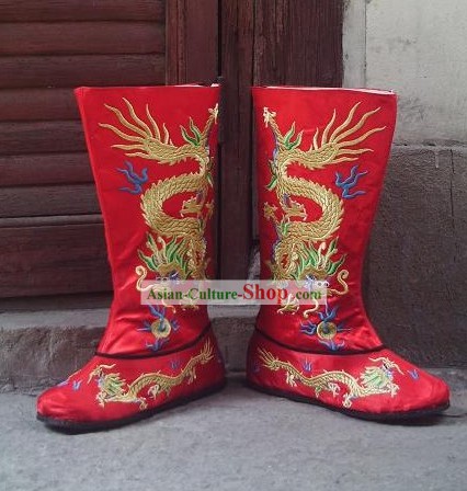 Traditional Embroidered Dragon Hanfu Wedding Boots