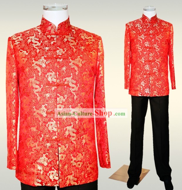 Traditional Chinese Wedding Dragon Suit for Men