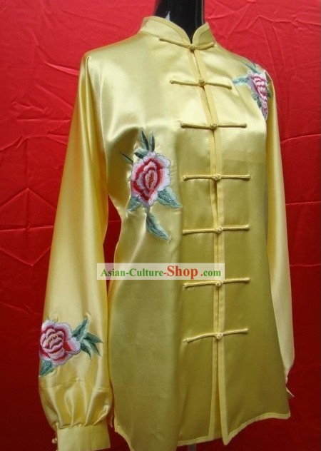 Chinese Peony Silk Kung Fu Costume