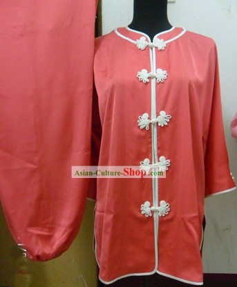 Chinese Red Silk Kung Fu Suit