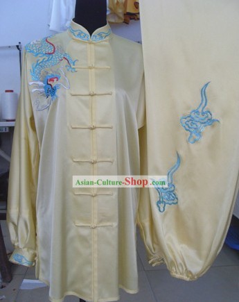 Traditional Chinese Silk Embroidered Dragon Tai Chi Suit