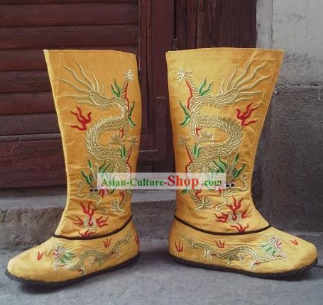 Ancient Chinese Emperor Embroidered Dragon Boots