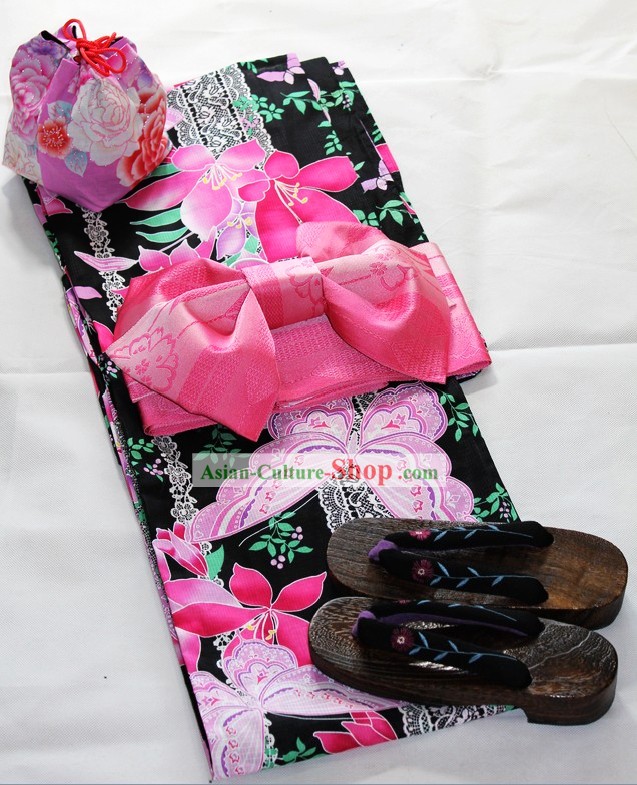 Japanese Yukata Clothing Complete Set for Women