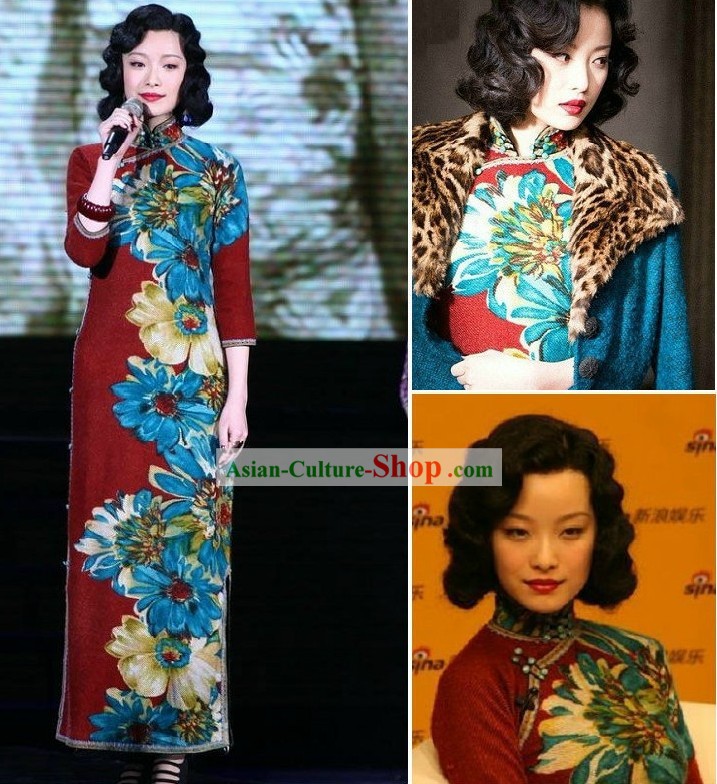 Old Shanghai Style Hand Painted Cheongsam for Women