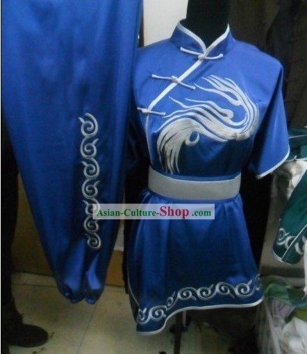Silk Embroidered Crane Martial Arts Competiiton Uniform