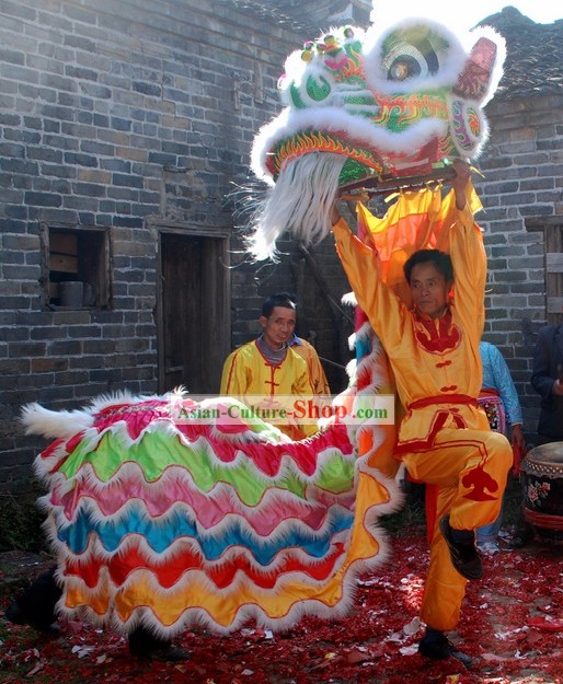 Five Colors Ceremony Chinese Lion Dance Costume Complete Set