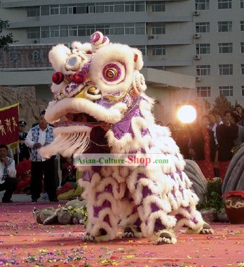 Supreme Luminous Glow in Dark Handmade Long Wool Lion Dance Costume Complete Set