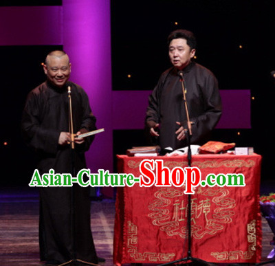 Traditional Chinese Minguo Cross Talks Long Robe for Men