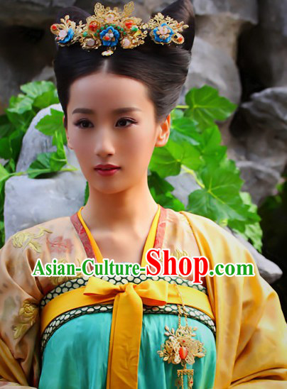 Ancient Chinese Tang Dynasty Princess Handmade Wig Headpiece for Women