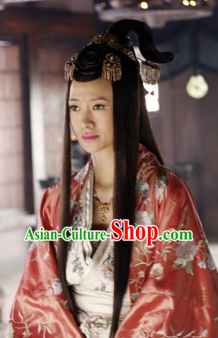 Ancient Chinese Princess Handmade Wig and Headpiece for Women