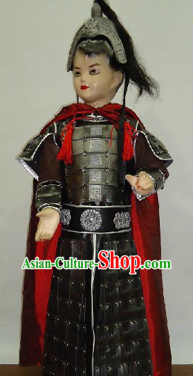 Ancient Chinese General Armor Costume and Hat for Kids